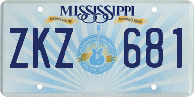MS license plate ZKZ681