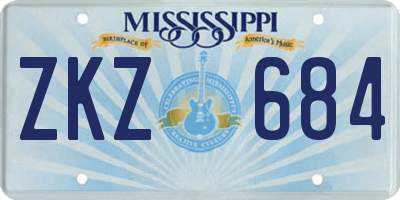 MS license plate ZKZ684