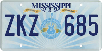 MS license plate ZKZ685