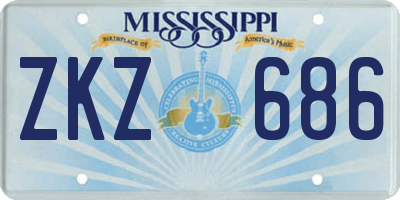 MS license plate ZKZ686