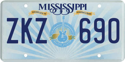 MS license plate ZKZ690
