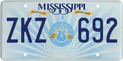 MS license plate ZKZ692
