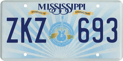 MS license plate ZKZ693