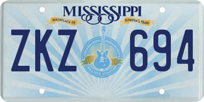 MS license plate ZKZ694
