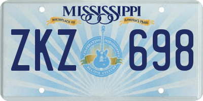MS license plate ZKZ698
