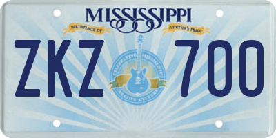 MS license plate ZKZ700