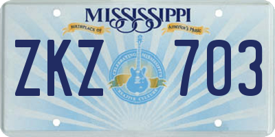 MS license plate ZKZ703