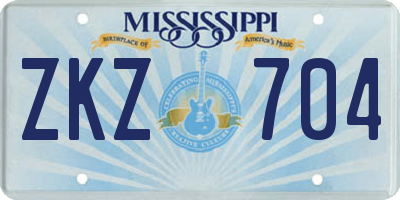 MS license plate ZKZ704