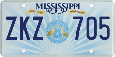 MS license plate ZKZ705