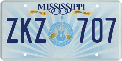 MS license plate ZKZ707