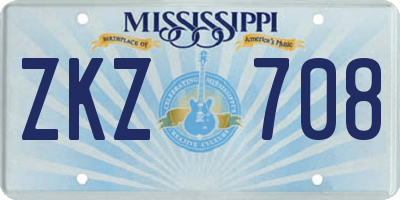 MS license plate ZKZ708