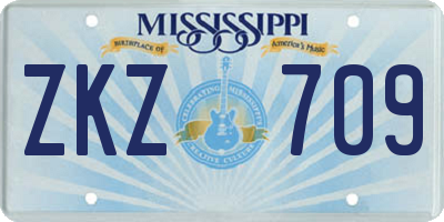 MS license plate ZKZ709