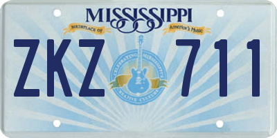 MS license plate ZKZ711