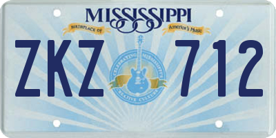 MS license plate ZKZ712