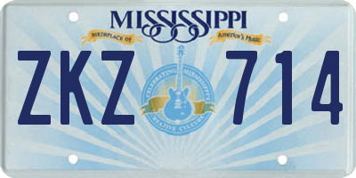MS license plate ZKZ714