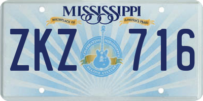MS license plate ZKZ716