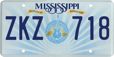 MS license plate ZKZ718
