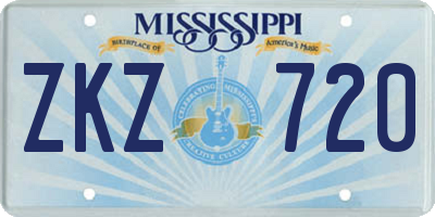 MS license plate ZKZ720