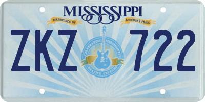 MS license plate ZKZ722