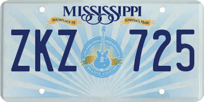 MS license plate ZKZ725