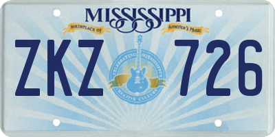 MS license plate ZKZ726