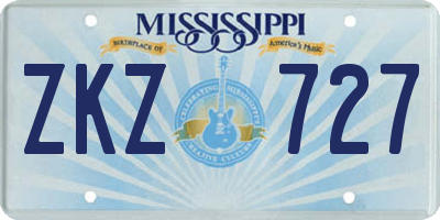MS license plate ZKZ727