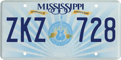 MS license plate ZKZ728