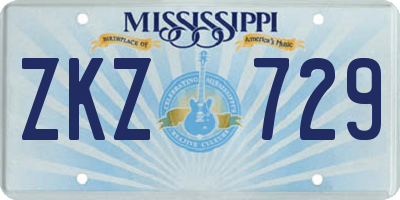 MS license plate ZKZ729