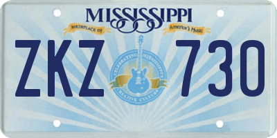 MS license plate ZKZ730