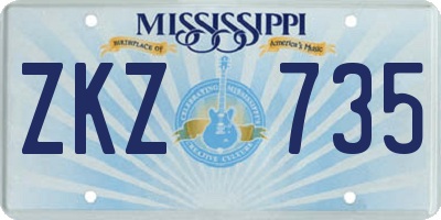 MS license plate ZKZ735