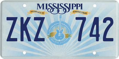 MS license plate ZKZ742