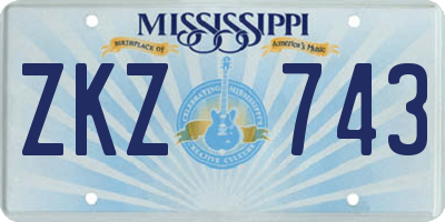 MS license plate ZKZ743