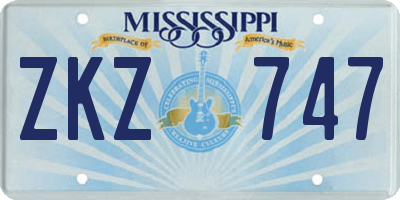 MS license plate ZKZ747