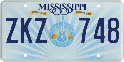 MS license plate ZKZ748