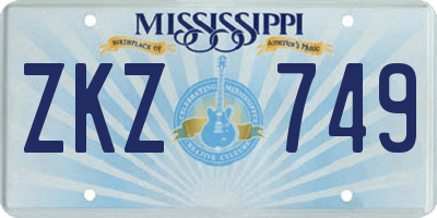 MS license plate ZKZ749