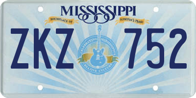 MS license plate ZKZ752
