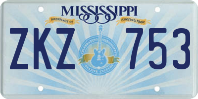 MS license plate ZKZ753