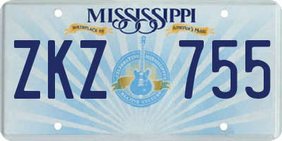 MS license plate ZKZ755