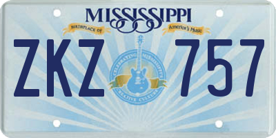 MS license plate ZKZ757