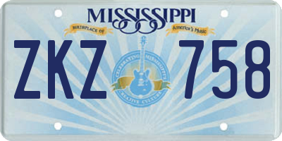 MS license plate ZKZ758