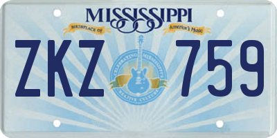 MS license plate ZKZ759