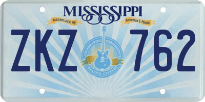 MS license plate ZKZ762