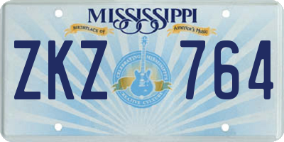 MS license plate ZKZ764