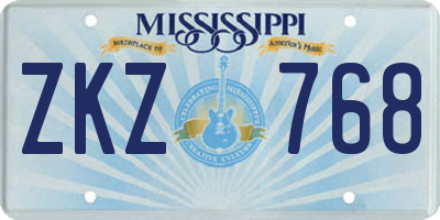 MS license plate ZKZ768