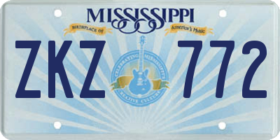 MS license plate ZKZ772
