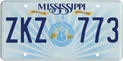 MS license plate ZKZ773