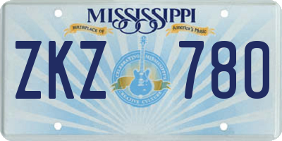 MS license plate ZKZ780
