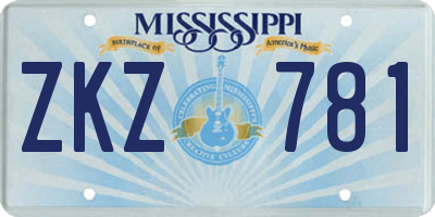 MS license plate ZKZ781