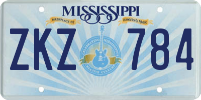 MS license plate ZKZ784