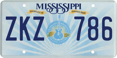 MS license plate ZKZ786